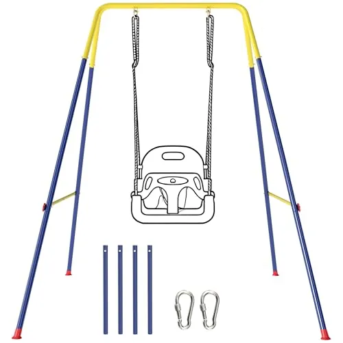 Faltbares Schaukelgestell für Kinder bis 50 kg - A-Rahmen aus Stahl - Robustes, faltbares Schaukelgestell aus hochwertigem Stahl, ideal für den Spielspaß im Freien. Leicht zu verstauen und optimal für kleine Abenteurer.