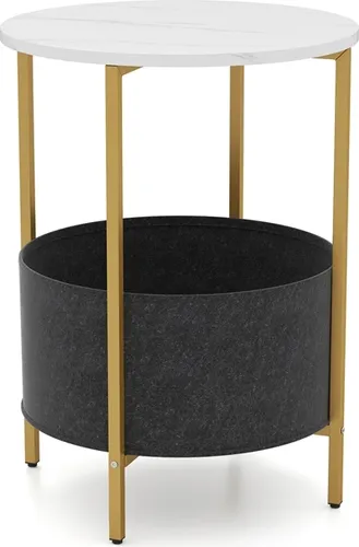 COSTWAY Rund Beistelltisch mit Filzkorb – Moderner Wohnzimmertisch