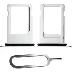 iPHONE 8 PLUS SIM KARTEN HALTER TRAY ADAPTER FACH STECKER SLOT CARD NADEL SILBER - Silber