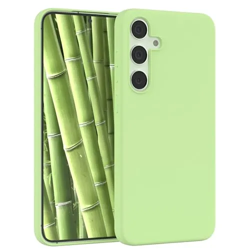 EAZY CASE Premium Silikon Handyhülle kompatibel mit Galaxy S24 Plus Slimcover mit Kameraschutz und Innenfutter, Silikonhülle, Schutzhülle, Bumper, Handy Case, Hülle, Softcase, Hellgrün