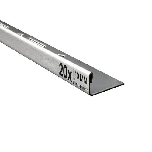 20x L-Profil Edelstahlschiene Fliesenprofil Fliesenschiene Edelstahl V2A L250cm 10mm gebürstet