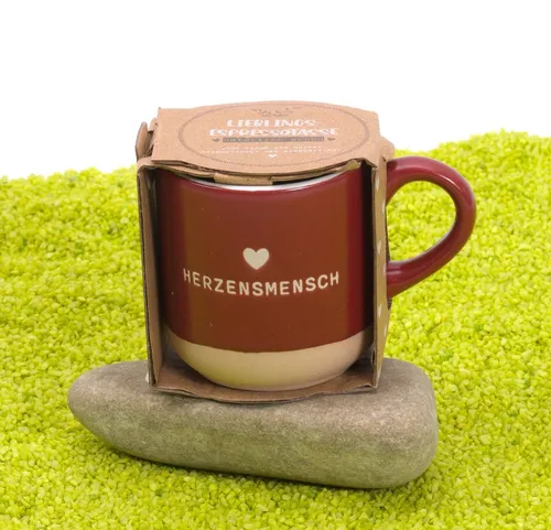 Sheepworld Porzellan Espresso Tasse mit Gravur Herzensmensch 100ml