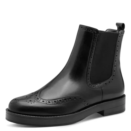 TAMARIS Chelseaboots für Damen, Gr. 41, schwarz - Elegante Chelseaboots aus Leder mit klassischem Design und Blockabsatz. Ideal für Business-Anlässe, ausgestattet mit ANTIslide-Technologie für optimalen Halt.