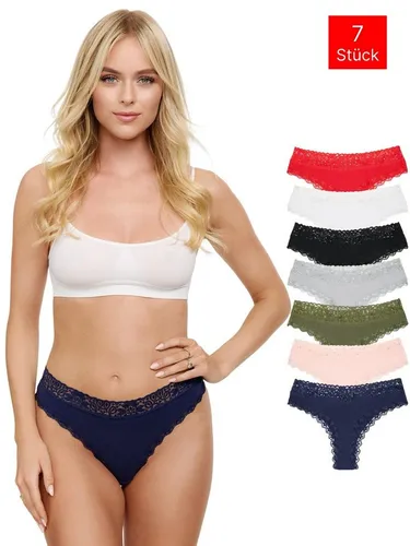 Tazzio String 7er-Pack Damen Tanga Unterhose F916 (Packung, 7-St., 7er-Pack) zeitlos und unsichtbar unter deiner Kleidung