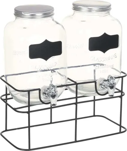 vidaXL 2X Getränkespender mit Ständer - Kühler & Wasserspender für Trinkwasser, ideal für Partys mit Vintage-Charme und praktischem Schraubdeckel für längere Frische.