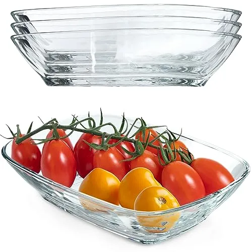 KADAX Glasschüssel, 230ml Salatschüssel aus Glas, Spülmaschinenfeste Obstschale, Snackschale für Mahlzeiten und Partys, Glasschale zum Servieren von Salat (14,3x10,5cm - 4 Stück)