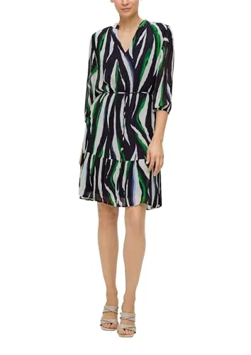 s.Oliver Damen Volantkleid 2142607 in Blau und Mehrfarbig in blau von s.Oliver