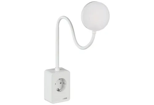 SEBSON LED Steckdosenleuchte mit Flexarm - Dimmbar und vielseitig einsetzbare Steckdosenlampe mit USB-A und USB-C Anschlüssen, ideal für Wohnräume und als Nachtlicht.