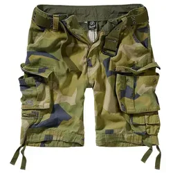 Brandit Savage Vintage Shorts Swedish Camo - Größe 5XL - Herren-Shorts aus leichter Baumwolle mit Vintagegürtel, ideal für den Sommer. Ausgestattet mit vielen praktischen Taschen und einem lässigen Schnitt für maximalen Komfort.