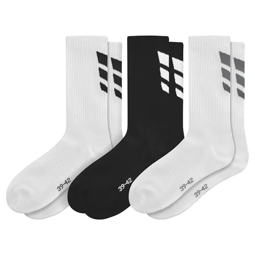 Erima Unisex Wings Socks 3er pack (2182503), weiß/schwarz, 47-50