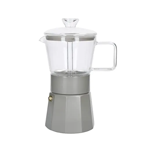 La Cafetière Espressokocher 290 ml - Espressokocher aus rostfreiem Edelstahl mit induktionsgeeignetem Boden, ideal für 6 Tassen Kaffee. Genießen Sie das traditionelle italienische Design und beobachten Sie das Aufbrühen.