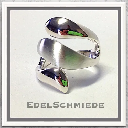 Fingerring 925 Echt Silber poliert Ringgröße 62 moderner Silberring teilweise
