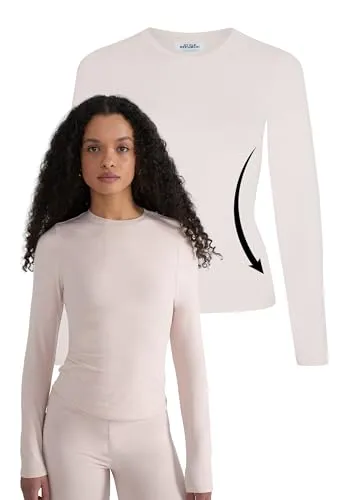 Style & Republic Damen Figurbetont Langarm T-Shirt aus Baumwolle– Weiches Atmungsaktiv Rundhals sportoberteil- Activewear für Damen, Gym Running Yoga- Sportstop Sommer Fitnesswear-Babyrosa-XS