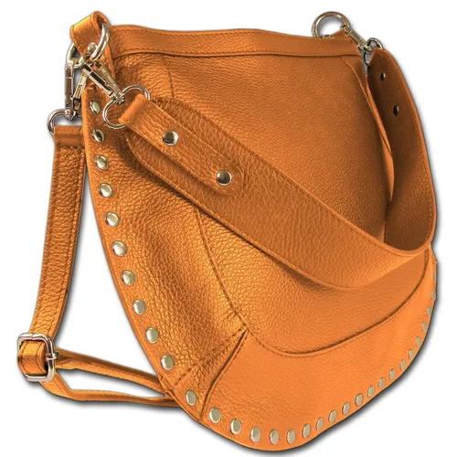 Toscanto Leder Schultertasche Umhängetasche tan braun OTTM105SC - Elegante Schultertasche aus echtem Leder in tan braun, mit Reißverschluss und goldfarbenen Beschlägen. Ideal für stilbewusste Damen, handgefertigt in Italien.