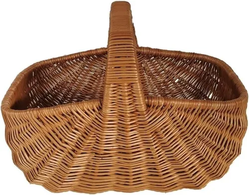 Handgefertigter Einkaufskorb aus Weide in Braun, 50x32x37 cm - Schöner, freistehender Korb aus hochwertiger Weide, ideal für den täglichen Einkauf oder zur Dekoration. Mit einem Gewicht von nur 1 kg ist er praktisch und vielseitig einsetzbar.