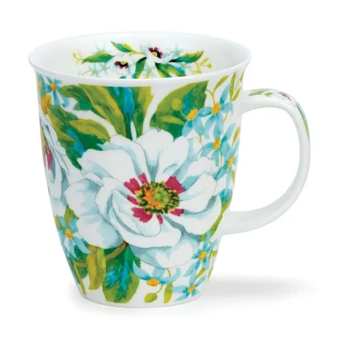 Dunoon Tasse Teetasse White Anemones blau 0,4l Nevis Becher von Dunoon