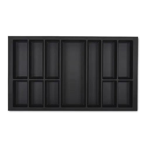 Schwarzer Besteckeinsatz 900 mm für Blum Legrabox - Besteckaufbewahrung mit 50,5 mm Höhe, aus schlagfestem Polystyrol, ideal für Schüller Warendorf Küchen und sorgt für Ordnung und Eleganz.