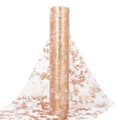 29cm x 9m Tischläufer Glänzend Roségold Tischband Polyester Tischdeko für Partys und Feierlichkeiten wie Geburtstage, Hochzeiten, Babypartys, Taufen, Kommunion Mädchen UVM.