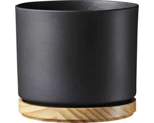 Blumentopf Soendgen Oslo Keramik Holz matt Ø 13 cm H 12 cm anthrazit