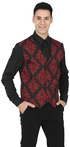 FIESTAS GUIRCA Vampirweste für Erwachsene und Herren (Einheitsgröße), Kostümzubehör für Halloween und Vampirpartys, ideal für Feiern und Veranstaltungen, Schwarz und Rot