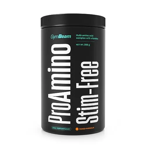 GymBeam ProAMINO Stim-Free – Aminosäuren Komplex, Amino Komplex mit BCAA 4:1:1, L-Arginin, L-Glutamin, L-Tyrosin, L-Citrullin, L-Alanin, Beta-Alanin, Vitamin B3, B6, B9, B12, C (390 g, Mango-Maracuja)