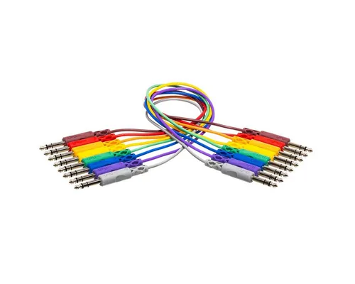 Hosa Audio CSS890 Patchkabel Set 6,3 Klinke Symmetrisch 90cm - Patchkabel Set mit 8 symmetrischen 6,3mm Klinkenkabeln in verschiedenen Farben. Jedes Kabel ist 90cm lang und sorgt für verbesserte Klangqualität dank hochwertiger Materialien und guter Abschirmung.