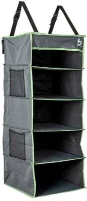 Bo-Camp Hängeregal 5 Fächer Organizer - Camping-Möbel mit 5 Fächern für optimale Aufbewahrung im Zelt, robustes Polyester 600D in stilvollem Grau.