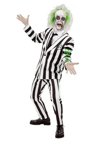 Smiffys Kostüm Beetlejuice Filmkostüm - Halloween Kostüm Herren, Werde zum verrückten Geist aus der 80er Jahre Horrorkomödie!
