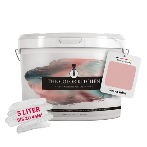 THE COLOR KITCHEN Rosa Wandfarbe - Matte Innenfarbe für Wohnzimmer und Schlafzimmer - Farben: Diese matte Wandfarbe in Rosa schafft eine beruhigende Atmosphäre und eignet sich perfekt für Wohn- und Esszimmer. Hohe Deckkraft für einfache Anwendung und Überstreichen.
