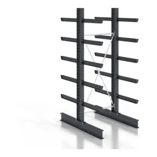 STIER Kragarmregal doppelseitig 1 Feld mit 5 Ebenen 1280x3530x400mm - Robustes und flexibles Kragarmregal für effiziente Lagerung, ideal für den professionellen Einsatz in Industrie und Handwerk.