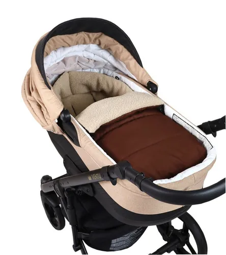 BabyLux Fußsack Bouclé Winter Fußsack 90cm Kinderwagen Buggy, Babyschale Schlafsack, BF2 Schocko + Boucle Beige