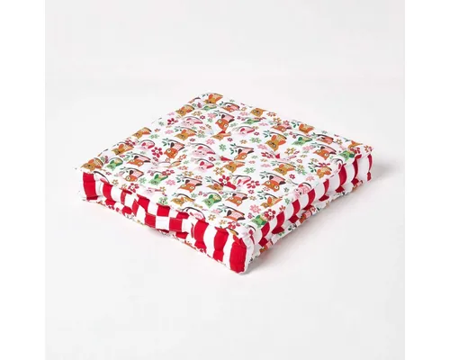 Homescapes Bodenkissen Eule 50 x 50 cm - Farbenfrohes Sitzkissen mit Tragegriff aus 100% Baumwolle, ideal für gemütliche Akzente im Zuhause oder Kinderzimmer. Praktisch und bequem mit stabiler Polyesterfüllung.