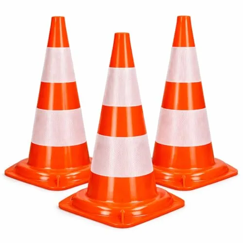 Easy Act Verkehrskegel 3er Set – Reflektierende Leitkegel 47 cm