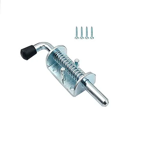 KAIISSA Federriegel Torriegel Bolzenriegel Schlossriegel Türriegel Stahl verzinkt mit Federung Torriegel Schieber Türen Tore Tor Riegel Ø10 x 125mm für Anhänger Tore UVM. Heckklappenverschluss Silbe