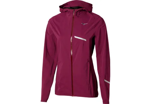 Mizuno Trail 20K Waterproof Jacke für Damen – Größe XL, Violett - Leichte, wasserdichte Jacke für aktive Frauen. Ideal für Regenläufe, bietet sie optimale Bewegungsfreiheit und einen perfekten Sitz dank Stretchkapuze. Mit praktischen Reißverschlusstaschen und angenehmem Tragegefühl.