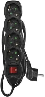 EMOS PC1423R Steckdosenleiste, 4 Steckdosen, 3m, 1,5mm², Schalter, schwarz (1922340301)