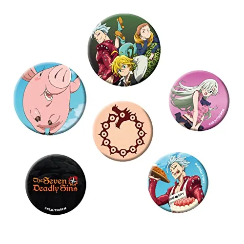 ABYSTYLE - The Seven Deadly Sins Pack Badges Mix, mehrfarbig, 2,5 cm et 3,2 cmde diamètre