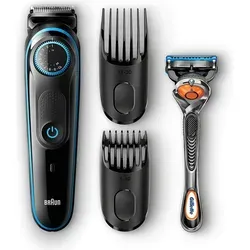 Braun BT5040 Akku-Netz Barttrimmer mit Gillette Fusion 5 ProGlide - Haarschneider mit 39 Längeneinstellungen für präzises Trimmen und Gillette Rasierer für eine glatte Rasur. Vollständig abwaschbar und mit AutoSensing-Technologie für maximale Flexibilität.