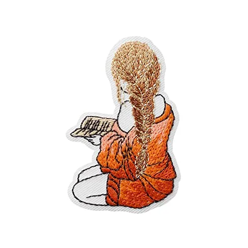 Mono Quick 1222x Girls Applikation, Bügelbild, Girl mit Kaffee, Handy, Buch, Collegejacke oder Cap Patch (12227 - Buch)