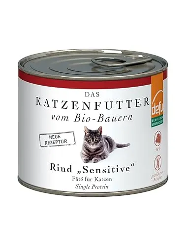 defu Katzenfutter | 1 x 200 g | Pate Bio Rind Sensitive | Premium Bio Alleinfuttermittel nass für Katzen