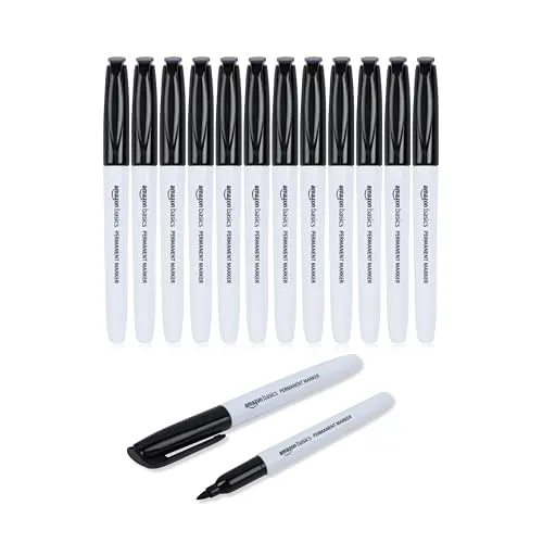 Amazon Basics Permanentmarker, Schwarz, 12er-Pack