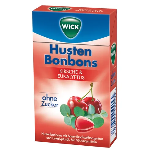 Wick Halsbonbons Kirsche & Menthol - 20 Boxen je 46g - Süßes & Knabbereien, erfrischende Kirsche und Menthol Geschmack, perfekt für die Linderung von Halsbeschwerden.