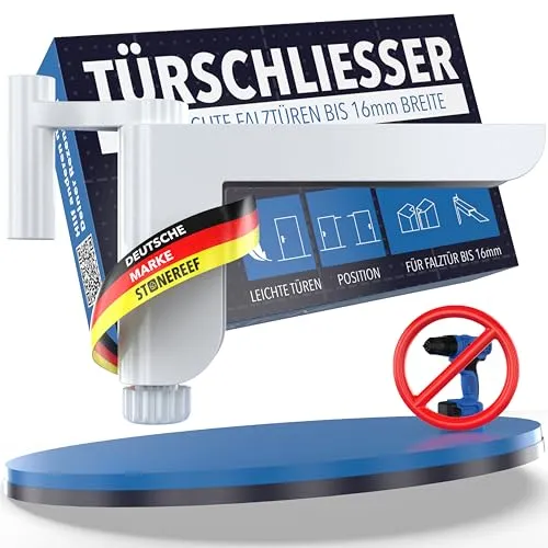 Türschließer für Zimmertüren [für Türen bis 16?mm Falzstärke] ohne Bohren montierbar, variabel einstellbare Schließkraft – für Links- u. Rechtsanschlagtüren – Türdämpfer