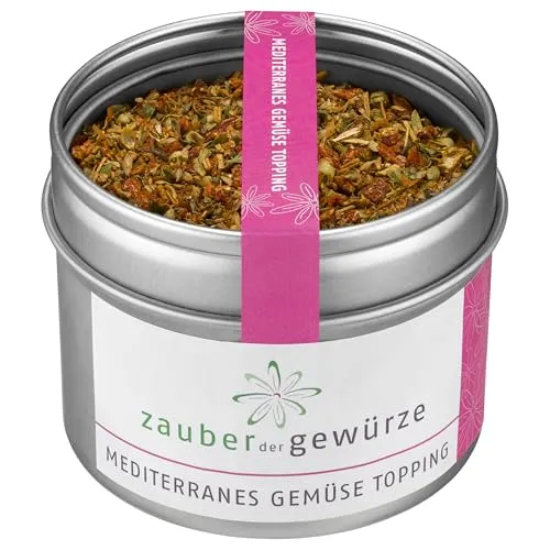 Zauber der Gewürze Mediterranes Gemüse Topping – Gemüse Allrounder für Pasta, Pizza, Gemüse, Reis- und Fischgerichte, 60 g