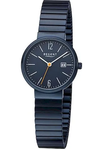 REGENT Damenuhr F-1357 mit Edelstahl Zugband - Elegante Armbanduhr für Damen mit 29 mm Durchmesser, dunkelblauem Zifferblatt und arabischen Zahlen. Spritzwassergeschützt und ausgestattet mit hochwertigem Miyota Quarzwerk.