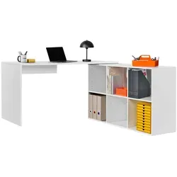 Mokebo Eckschreibtisch, Weiß, Holzwerkstoff, 145x77x65 cm, Arbeitszimmer, Schreibtische, Eckschreibtische