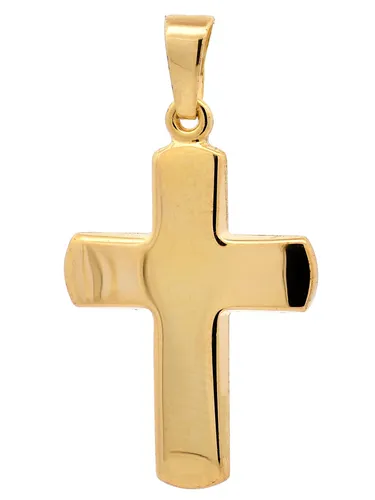 Kettenanhänger Gold Anhänger Kreuz massiv 585 - 14 Karat Gold - Halskette mit massivem Kreuzanhänger aus 14 Karat Gelbgold, perfekt als Geschenk zum Geburtstag und in hochwertiger Verarbeitung aus Deutschland.