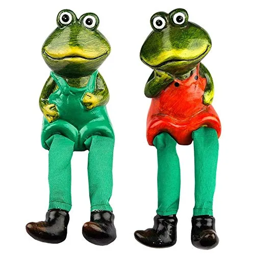 Ideen mit Herz Deko-Figuren mit Schlenkerbeinen | Frühling & Ostern | Kantensitzer | Kantenhocker | 18 cm (Frösche)