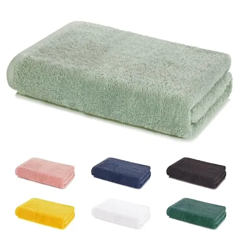 Lavea® Mexico Saunatuch Frottier aus 100% Baumwolle, Saunahandtuch für Damen und Herren, Walkfrottier 500 g/m², 60 °C, trocknergeeignet, Standard 100 by Oeko-TEX Zertifiziert, 80 x 200 cm, Eukalyptus