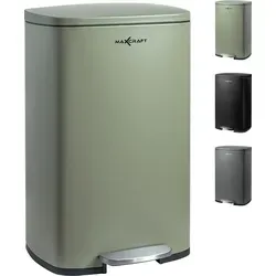 MAXCRAFT Mülleimer Treteimer - 50 Liter in Grün, Soft Close Deckel für leises Schließen und hygienische Nutzung